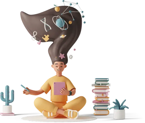 Illustration of person reading a book